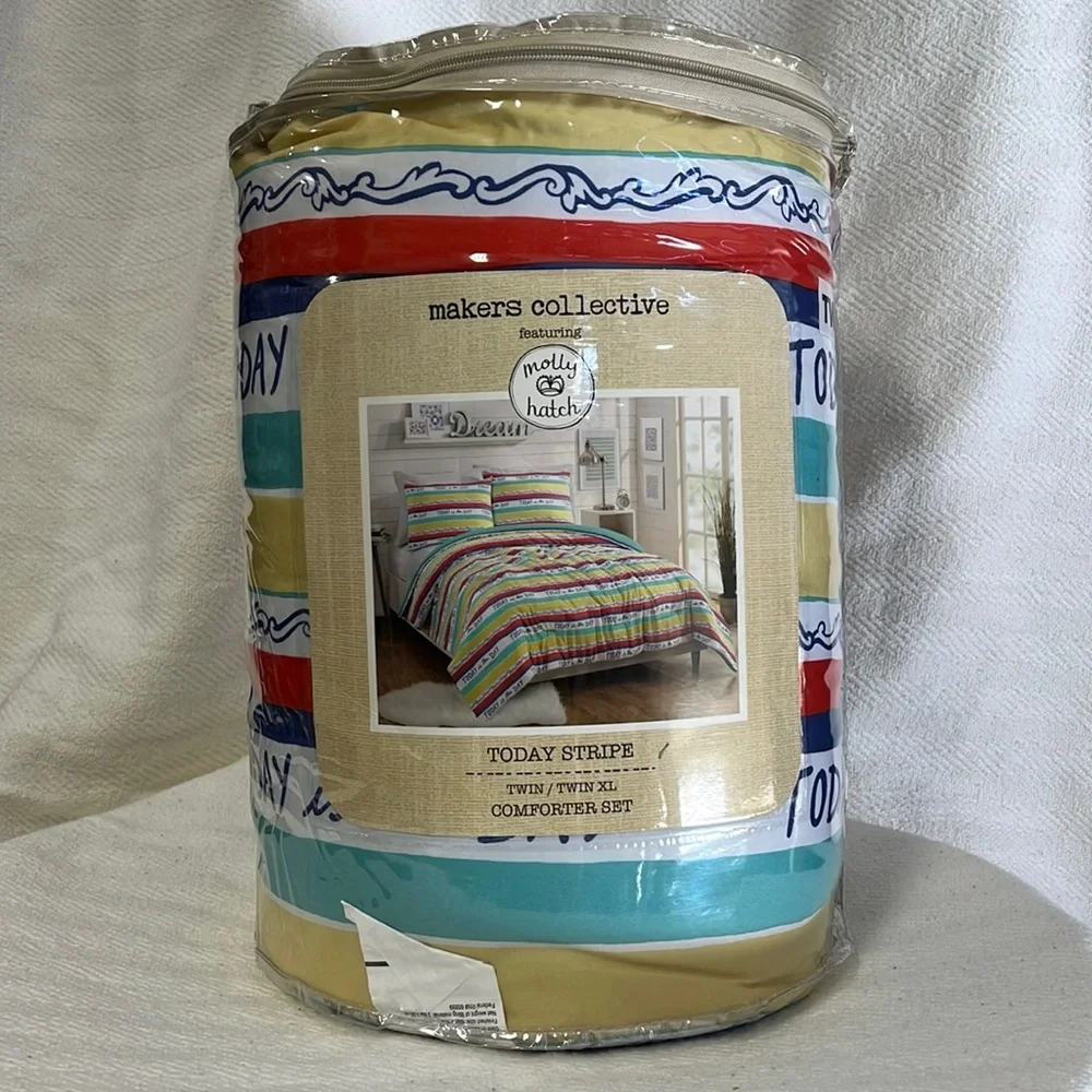 MAKERS COLLECTIVE Colorful Today Stripe Comforter Set twin/twin XL